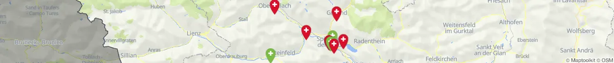 Kartenansicht für Apotheken-Notdienste in der Nähe von Mühldorf (Spittal an der Drau, Kärnten)